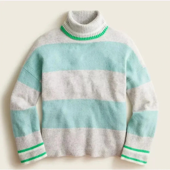 J. Crew Striped Turtleneck Sweater in Supersoft Yarn - Picture 1 of 7